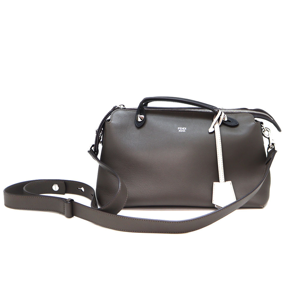 Fendi By The Way Shoulder Bag Leather Gray